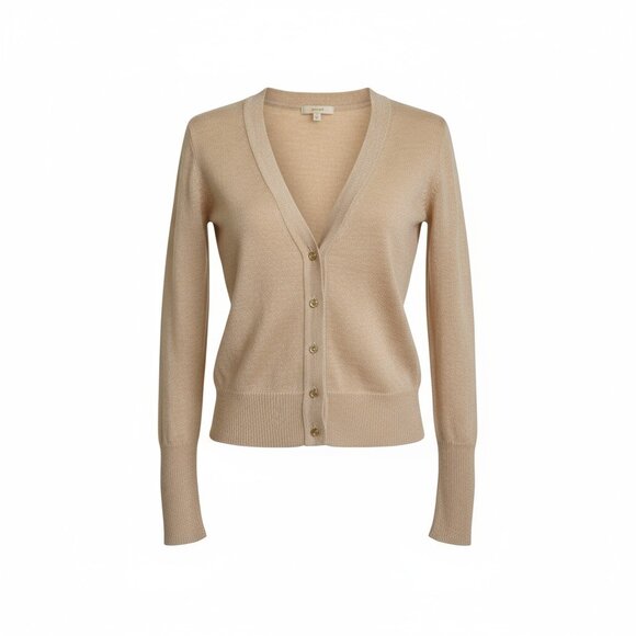 J. Crew Cream Metallic Button Up Cardigan Long Sleeve Rhinestone Wool Mix Clean - Picture 2 of 10